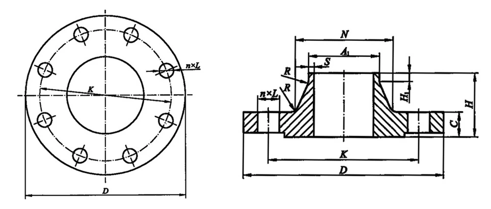 Dimensions of Weld Neck Flange Dimensions of Weld Neck Flange
